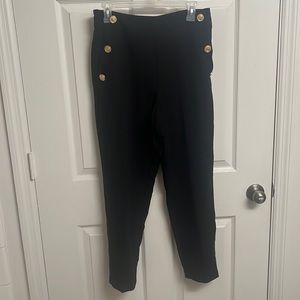 Zara high waisted gold buttoned straight pants - black